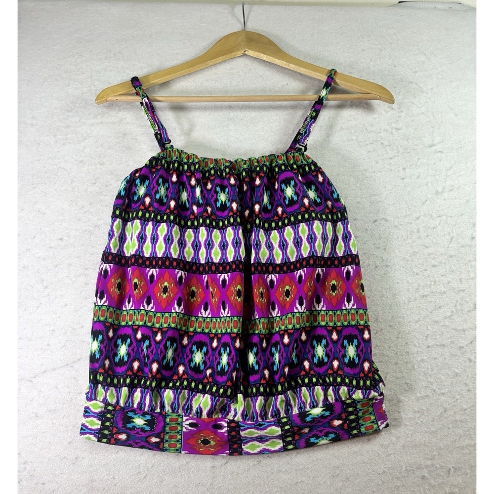 Venus Bandeau Tankini Swim‎ Top Size 6 Floral Pattern Adj Straps Padded